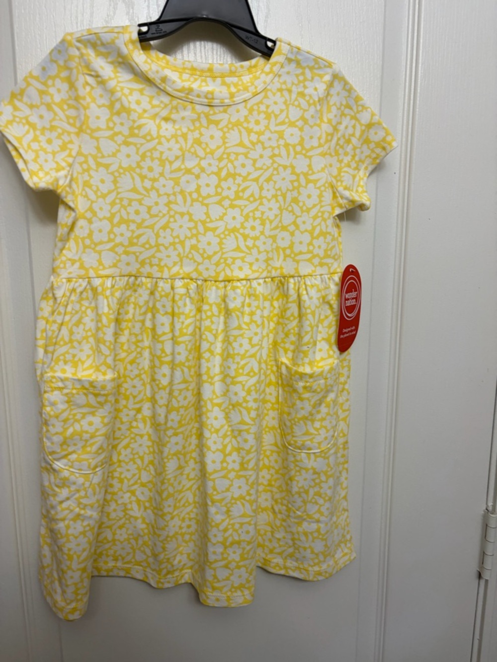 wonder nation Yellow and White Floral Pocket Dress